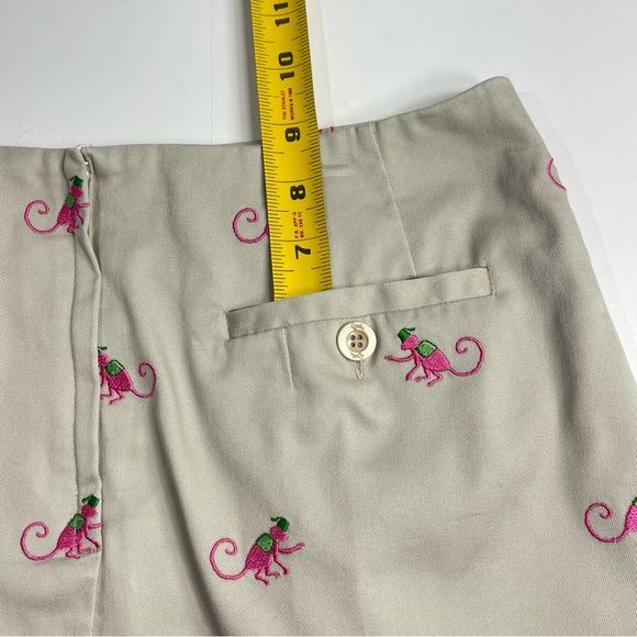 LILLY PULITZER Khaki Skort Pink Monkey Embriodered Scalloped Hem Stretch Size 2 - Picture 10 of 10